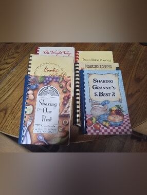 Vintage Lot Of 6- Spiral Recipe Books Blue and Cream Covers